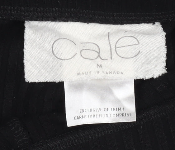 Calé Womens Black Flared Knit Slim Trousers Size M