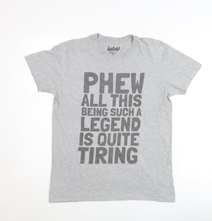 Batch1 Men's Grey Funny Quote Graphic T-Shirt Size M