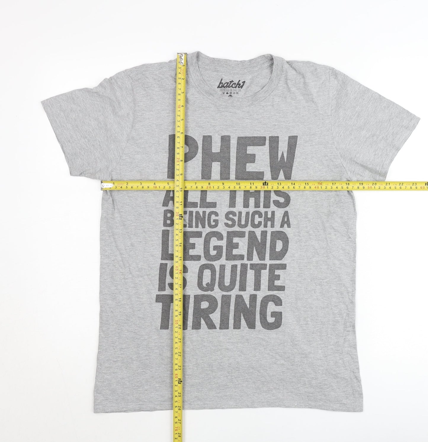 Batch1 Men's Grey Funny Quote Graphic T-Shirt Size M