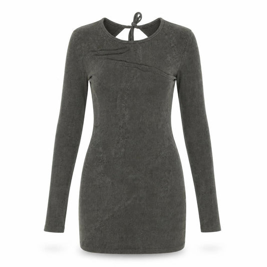 Edited Women’s Green Bodycon Mini Dress Size S Long Sleeve Backless