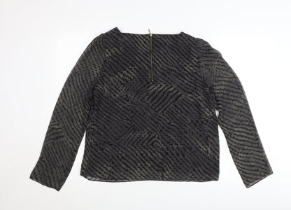 Sud Express Womens Black Geometric Sheer Chiffon Blouse Size L