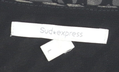 Sud Express Womens Black Geometric Sheer Chiffon Blouse Size L