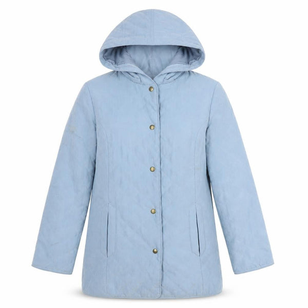 Eastex Women Blue Quilted Hooded Mid-Length Coat Size 10