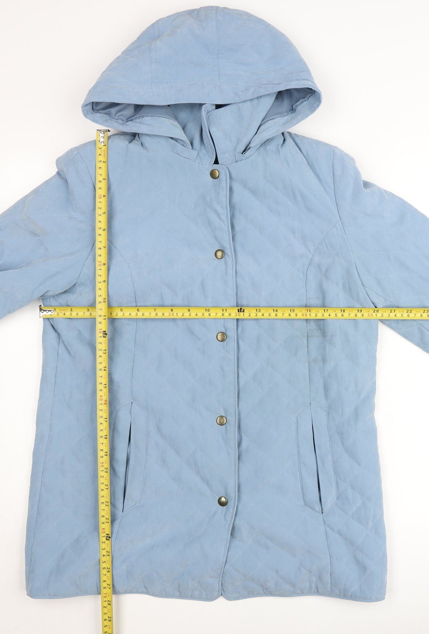 Eastex Women Blue Quilted Hooded Mid-Length Coat Size 10