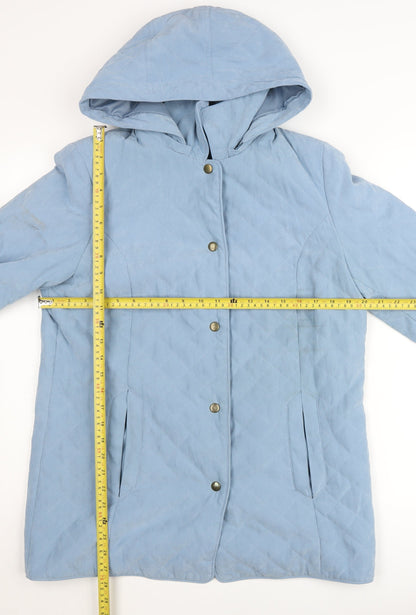 Eastex Women Blue Quilted Hooded Mid-Length Coat Size 10