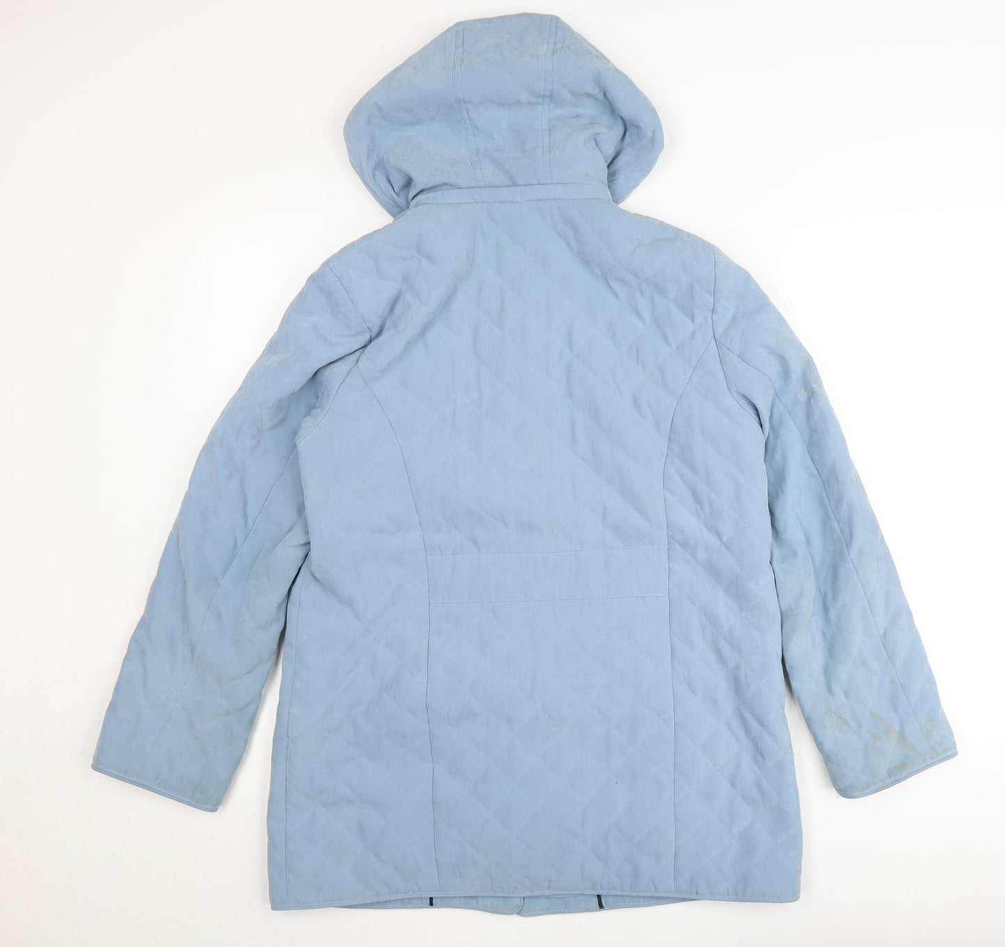 Eastex Women Blue Quilted Hooded Mid-Length Coat Size 10