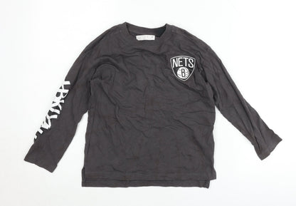 Zara Boys Black NBA Brooklyn Nets Long Sleeve Pullover Jumper 7 Years