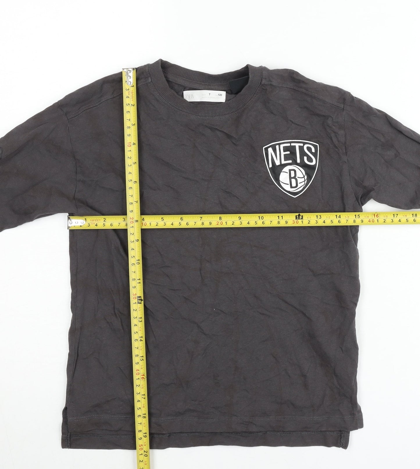 Zara Boys Black NBA Brooklyn Nets Long Sleeve Pullover Jumper 7 Years