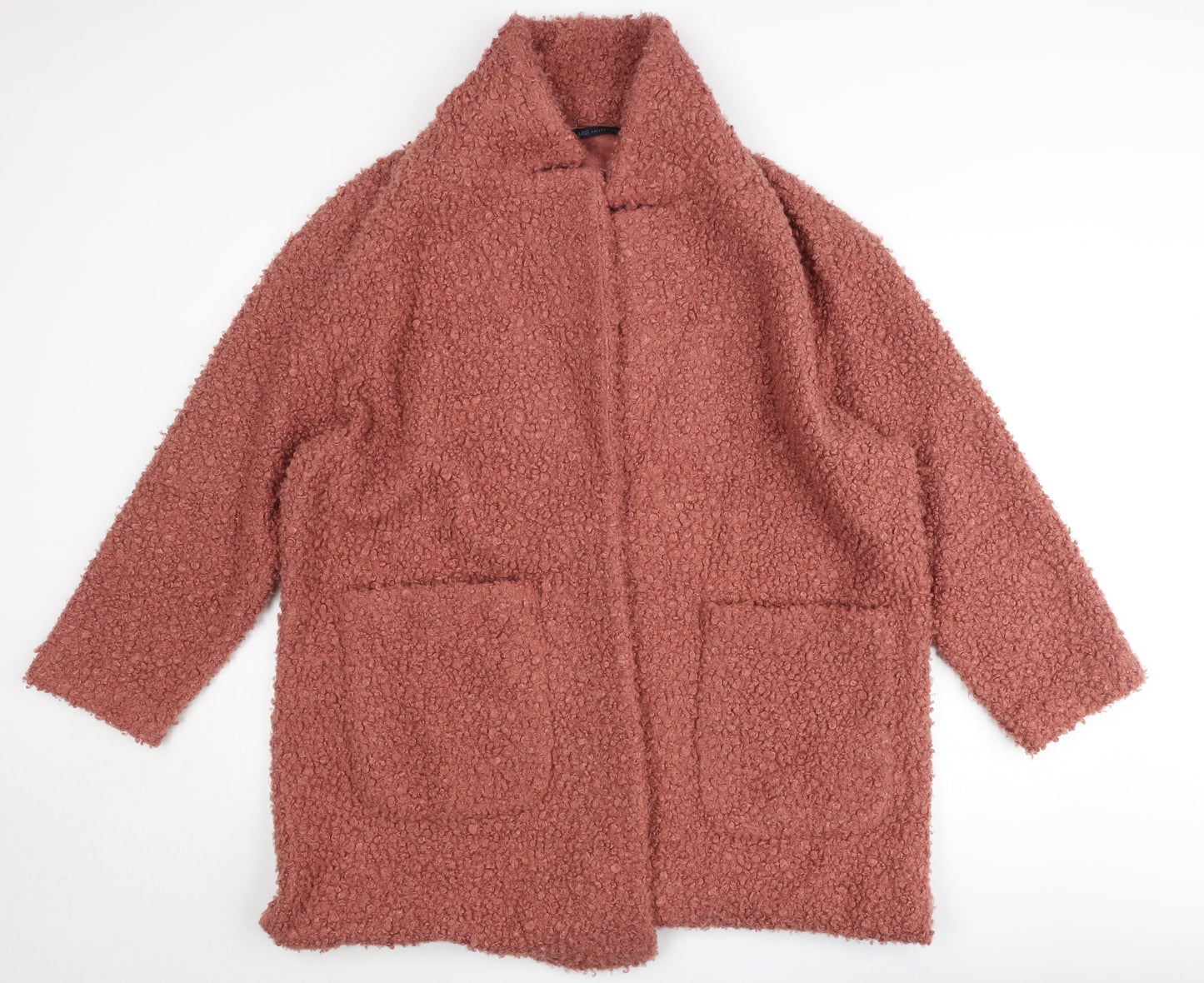 Marks and Spencer Women Pink Coatigan Size M Mid-Length Open Jacket