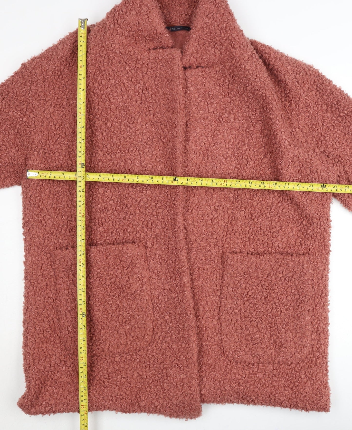 Marks and Spencer Women Pink Coatigan Size M Mid-Length Open Jacket