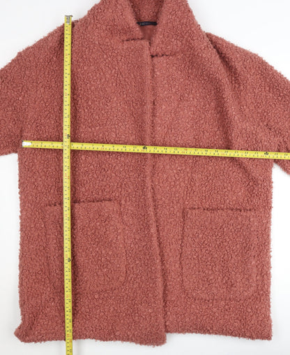 Marks and Spencer Women Pink Coatigan Size M Mid-Length Open Jacket
