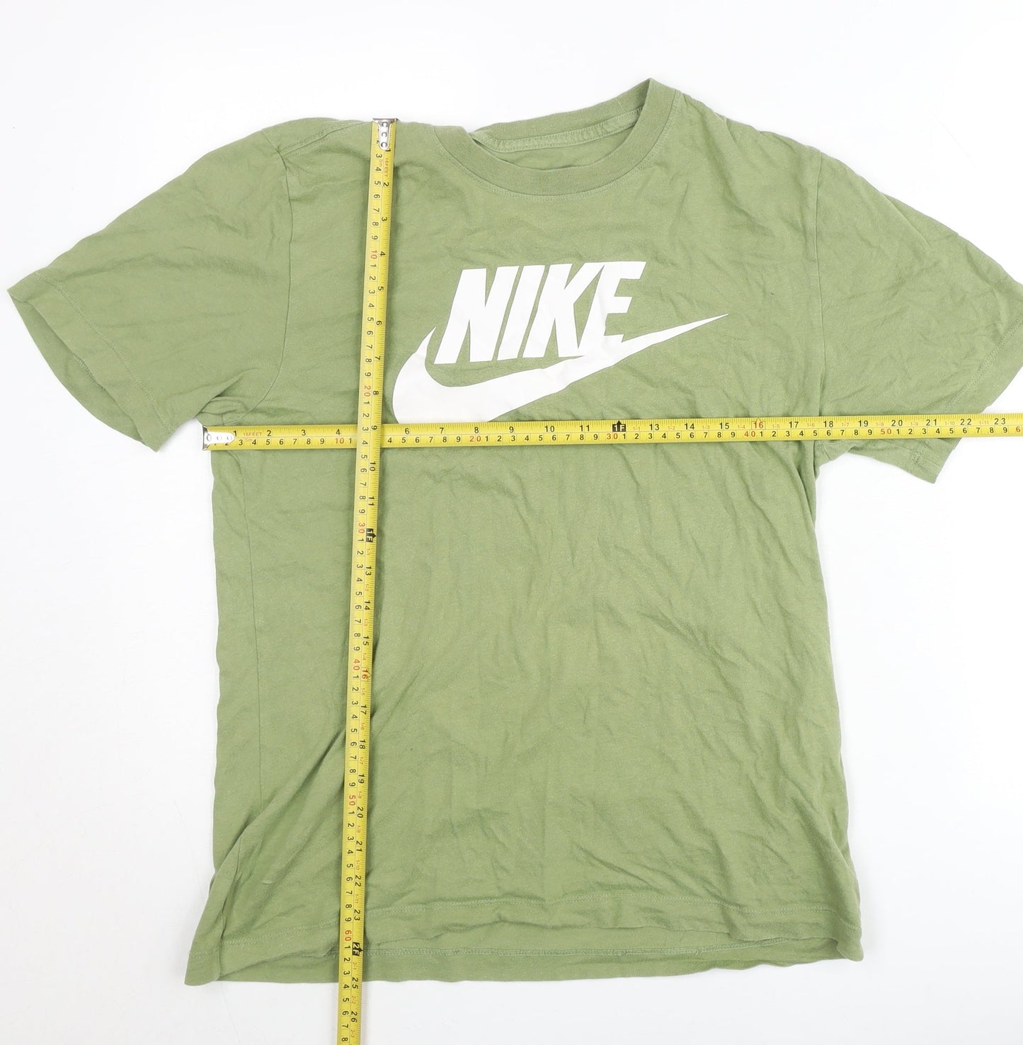 Nike Men's Green Small Logo Sports T-Shirt Cotton Crew Neck