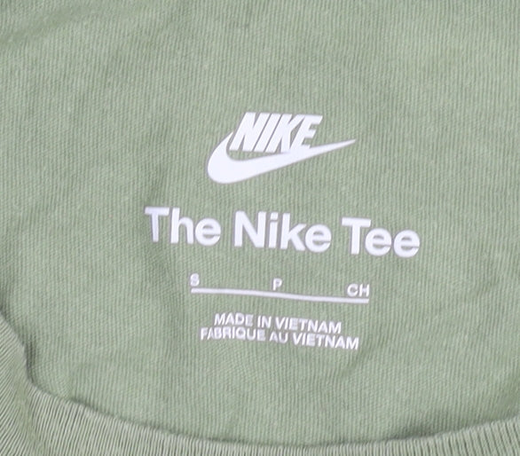 Nike Men's Green Small Logo Sports T-Shirt Cotton Crew Neck