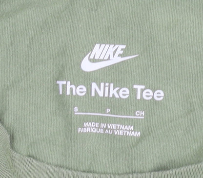 Nike Men's Green Small Logo Sports T-Shirt Cotton Crew Neck