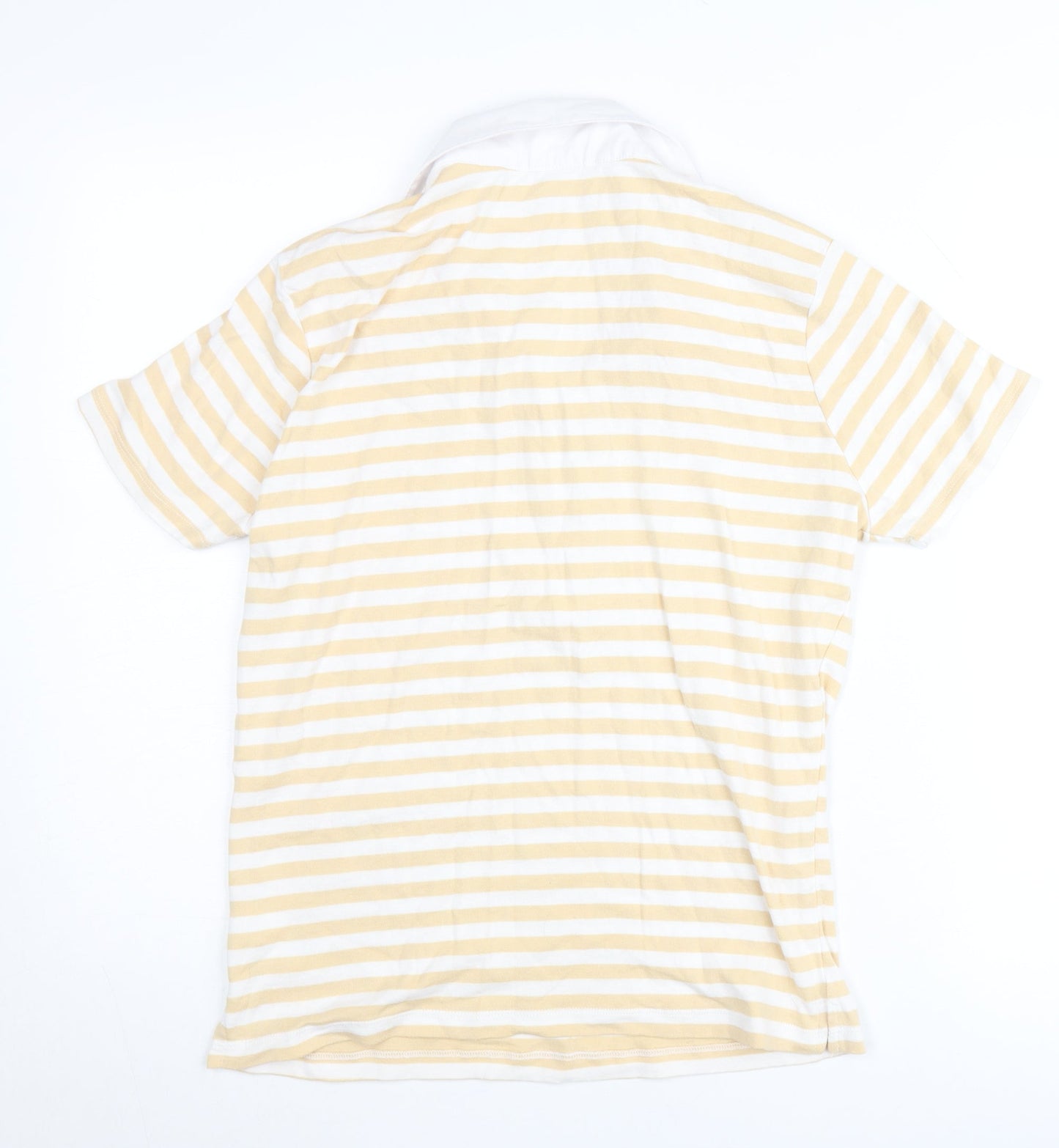 Damart Women’s Yellow White Striped Polo Shirt Size 18 Cotton Blend