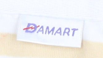 Damart Women’s Yellow White Striped Polo Shirt Size 18 Cotton Blend