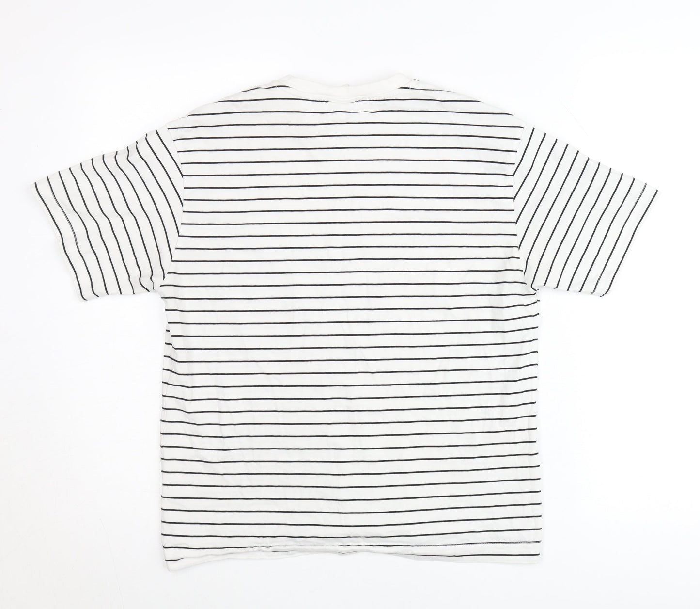 Zara Teens White Striped Cotton T-Shirt XS Crew Neck Casual Top