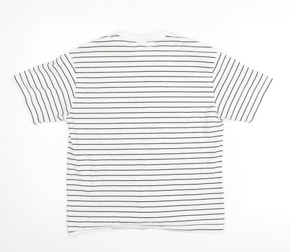 Zara Teens White Striped Cotton T-Shirt XS Crew Neck Casual Top