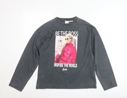 Zara Girls Black Barbie Graphic Pullover Jumper 11-12 Years Long Sleeve