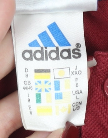 Adidas Men’s Red Polo Shirt L Cotton Short Sleeve Sports Casual