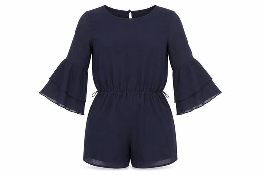 H&M Teens Blue Chiffon Playsuit 11-12Y Bell Sleeve Party Outfit
