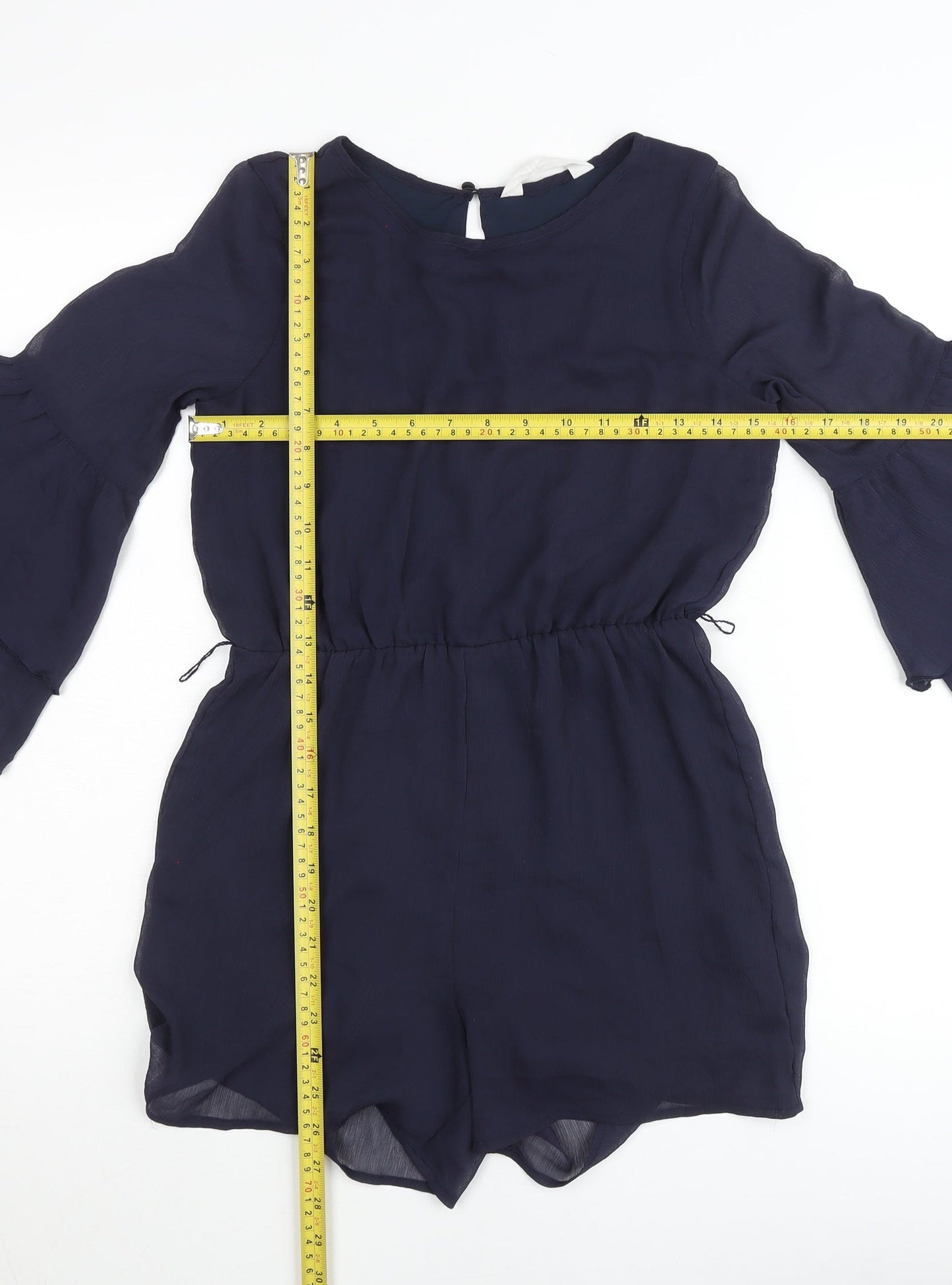 H&M Teens Blue Chiffon Playsuit 11-12Y Bell Sleeve Party Outfit
