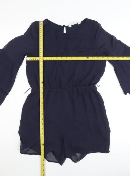 H&M Teens Blue Chiffon Playsuit 11-12Y Bell Sleeve Party Outfit