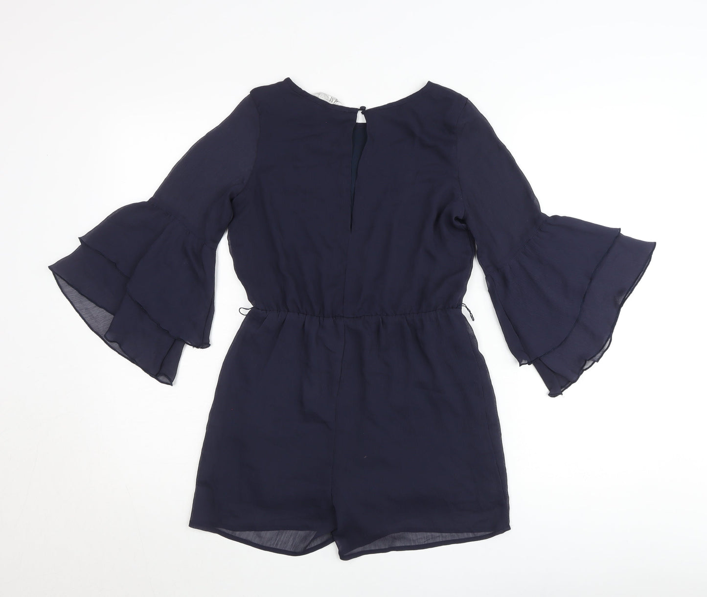 H&M Teens Blue Chiffon Playsuit 11-12Y Bell Sleeve Party Outfit