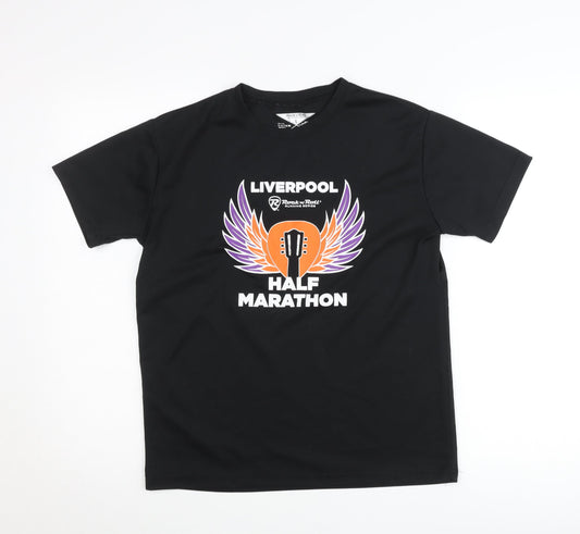 Additional front view of Rock 'n' Roll unisex adults black small t-shirt marathon graphic