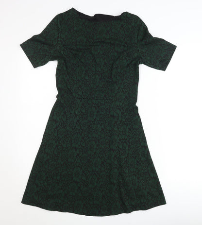 Red Herring Women’s Green Floral Jacquard A-Line Dress Size 8