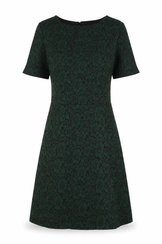 Red Herring Women’s Green Floral Jacquard A-Line Dress Size 8