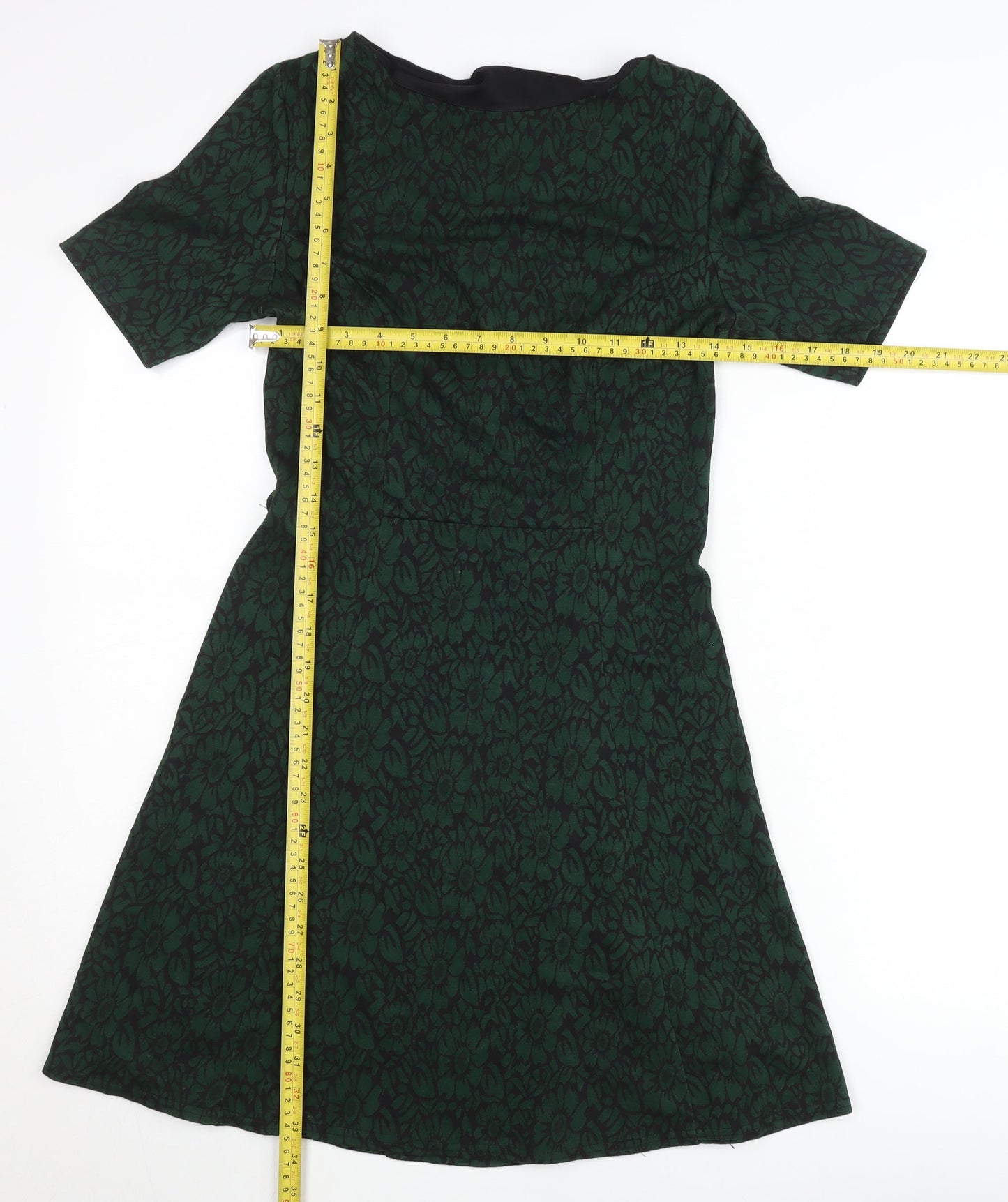 Red Herring Women’s Green Floral Jacquard A-Line Dress Size 8