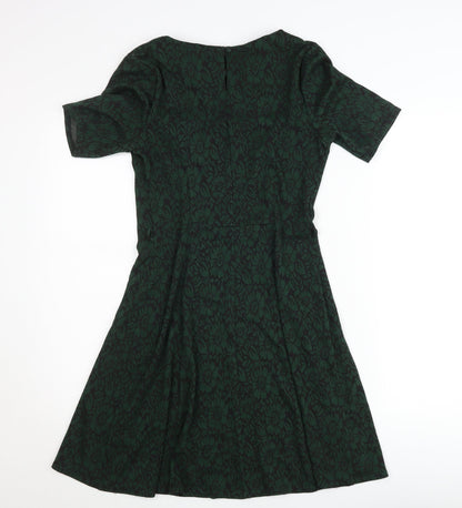 Red Herring Women’s Green Floral Jacquard A-Line Dress Size 8
