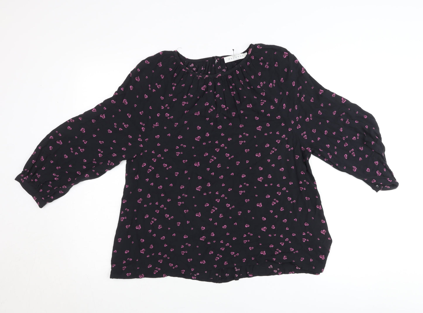 John Lewis Women’s Black Heart Print Tunic Blouse Size 10