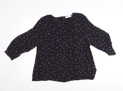 John Lewis Women’s Black Heart Print Tunic Blouse Size 10