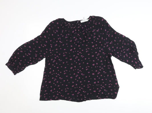 John Lewis Women’s Black Heart Print Tunic Blouse Size 10