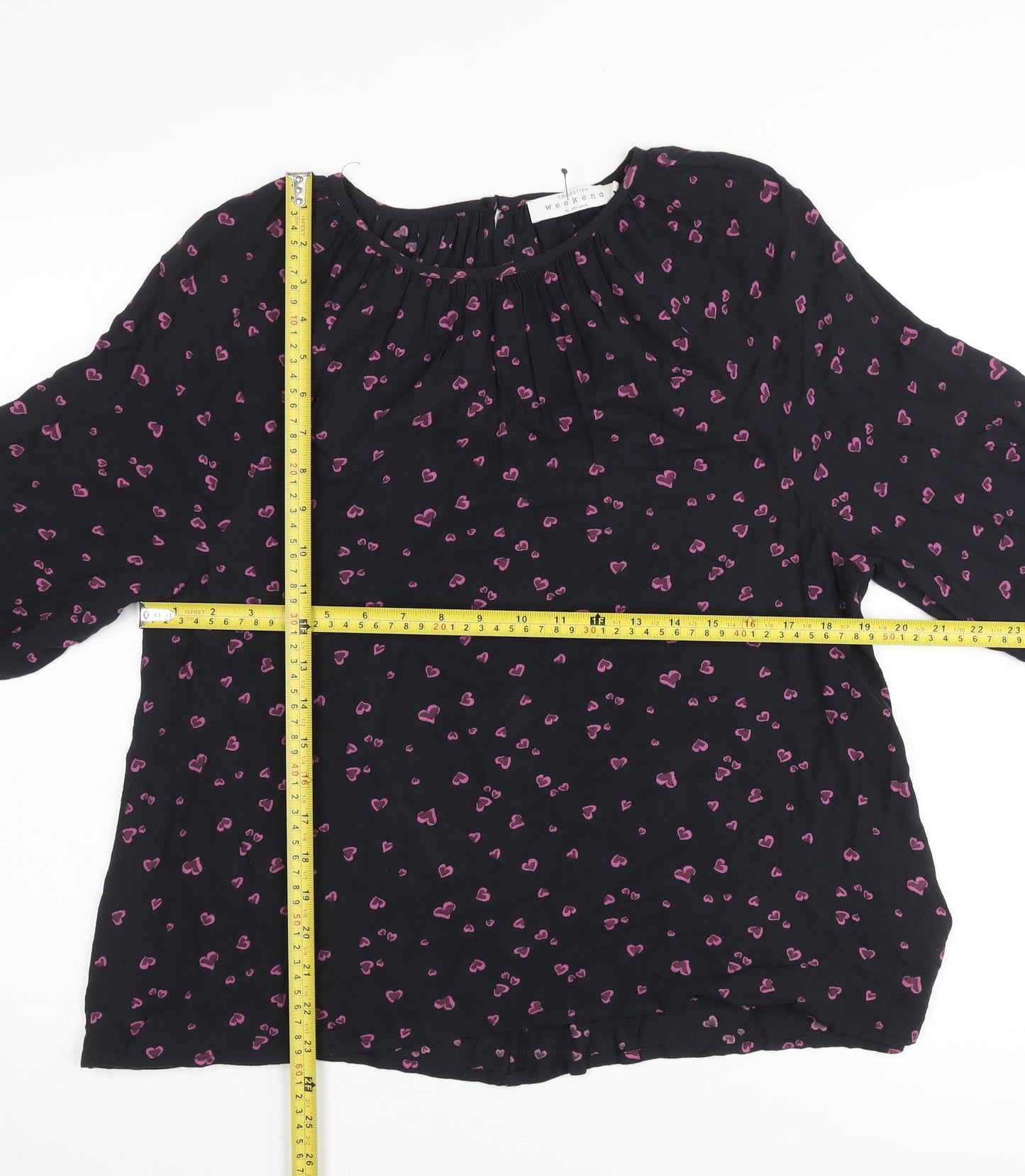 John Lewis Women’s Black Heart Print Tunic Blouse Size 10