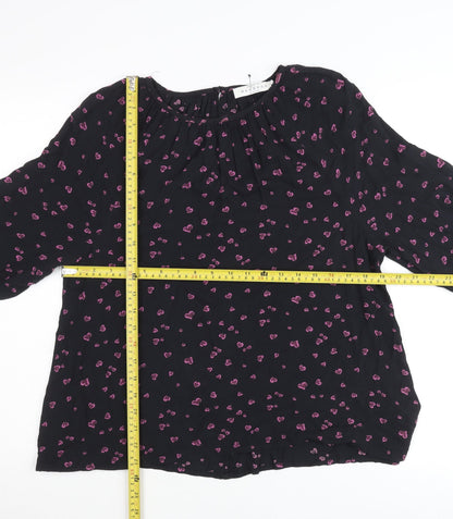 John Lewis Women’s Black Heart Print Tunic Blouse Size 10