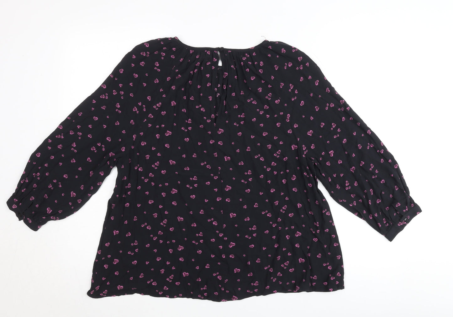 John Lewis Women’s Black Heart Print Tunic Blouse Size 10