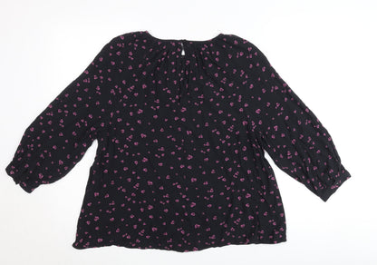 John Lewis Women’s Black Heart Print Tunic Blouse Size 10