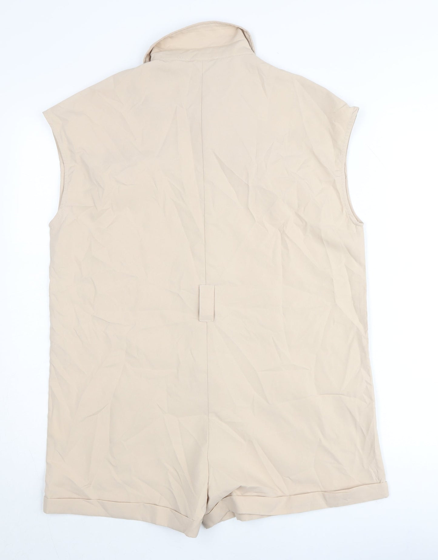 Solinary Womens Beige Sleeveless Collared Playsuit Size S