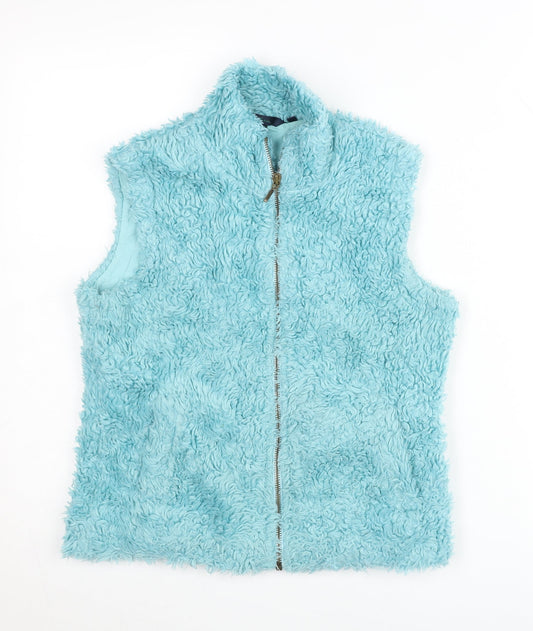 Boden Women’s Blue Fleece Waistcoat Vest S Zip Casual Winter