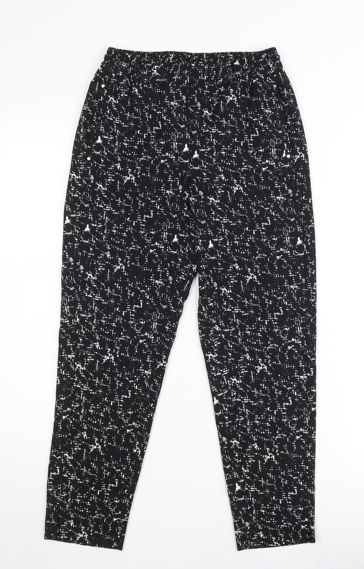 H&M Women’s Black Geometric Tapered Trousers Size 4 Polyester