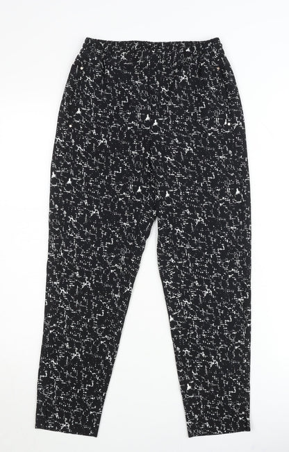 H&M Women’s Black Geometric Tapered Trousers Size 4 Polyester