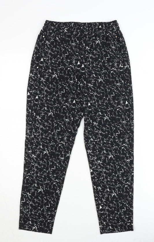 H&M Women’s Black Geometric Tapered Trousers Size 4 Polyester