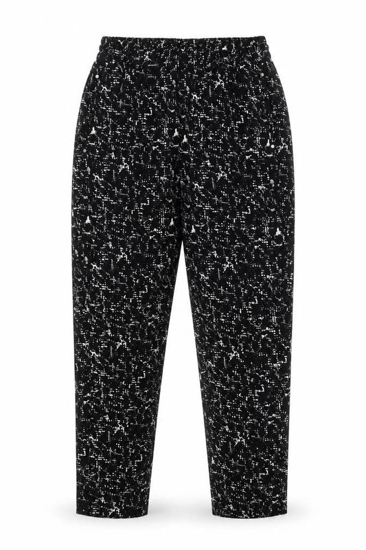 H&M Women’s Black Geometric Tapered Trousers Size 4 Polyester