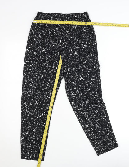 H&M Women’s Black Geometric Tapered Trousers Size 4 Polyester