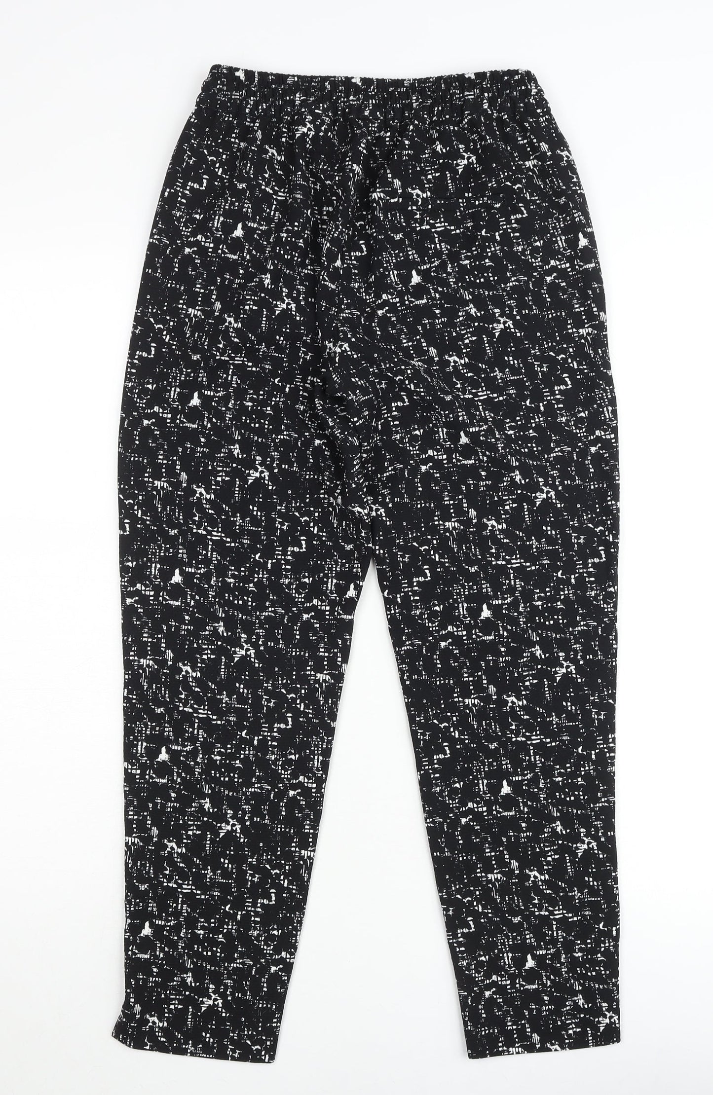 H&M Women’s Black Geometric Tapered Trousers Size 4 Polyester