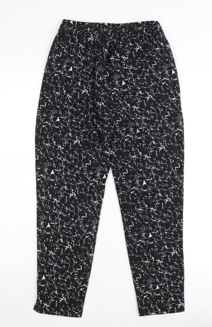 H&M Women’s Black Geometric Tapered Trousers Size 4 Polyester