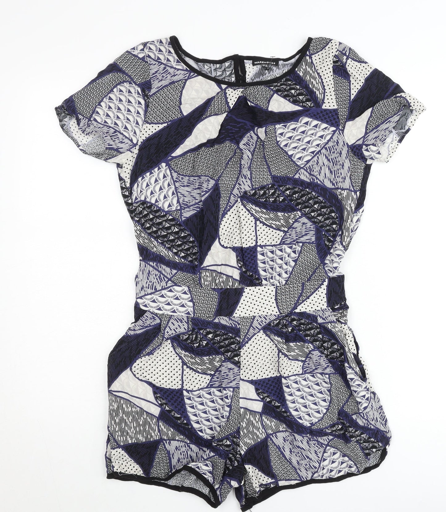 Warehouse Women’s Multicoloured Geometric Viscose Playsuit UK 10
